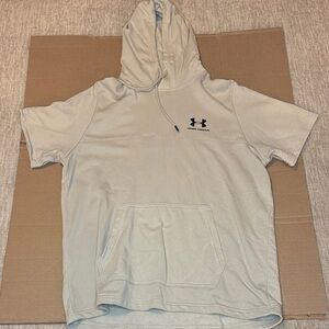 Under Armour Short Sleeve Hoodie in Light Beige with Black Logo